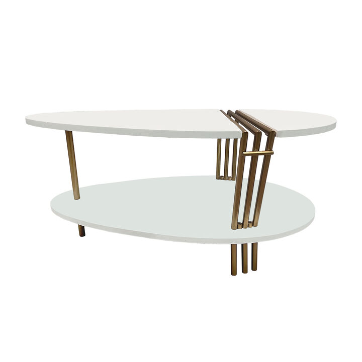 36 Inch Modern Coffee Table, Oval Elliptical Shape
