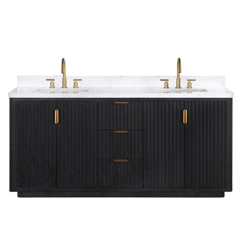 Vinnova Design Free-standing Double Bathroom Vanity with Composite top in Lightning White