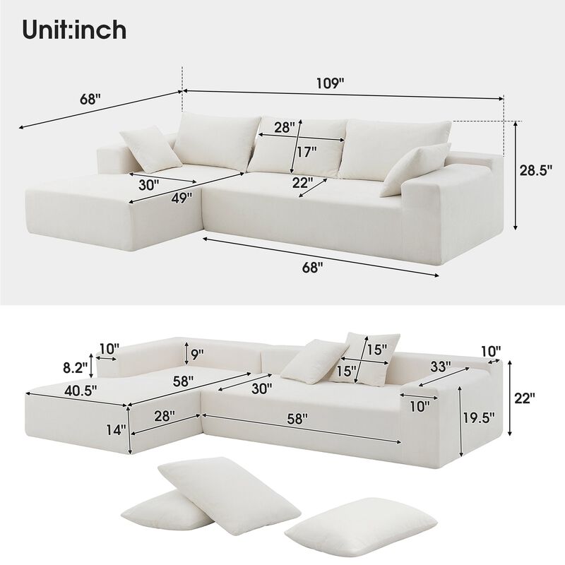 MONDAWE Modular Sectional Living Room Sofa Set, Modern Minimalist Style Couch, L-Shape Upholstered Sleeper Sofa for Living Room, Bedroom