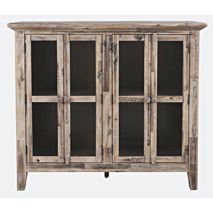 Jofran Rustic Shores 48 Coastal Distressed Acacia Four-Door Accent Cabinet