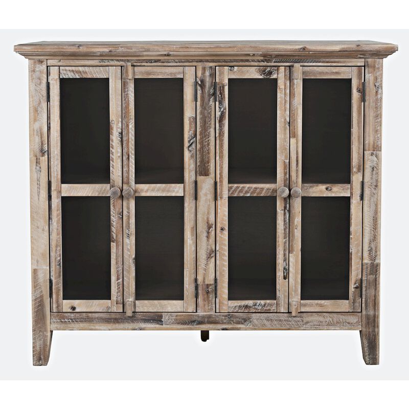 Jofran Rustic Shores 48 Coastal Distressed Acacia Four-Door Accent Cabinet