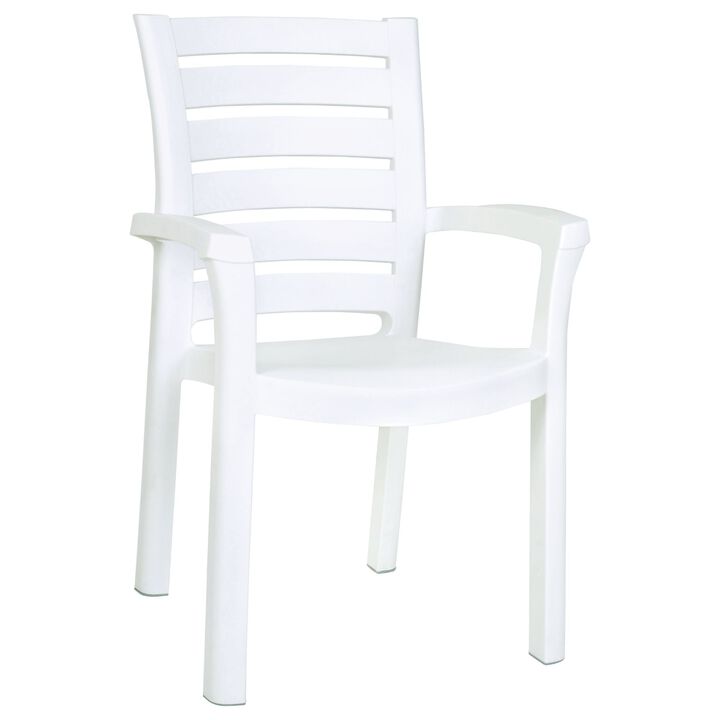 35.5" Brown Resin Solid Stackable Weather Resistant Dining Arm Chair