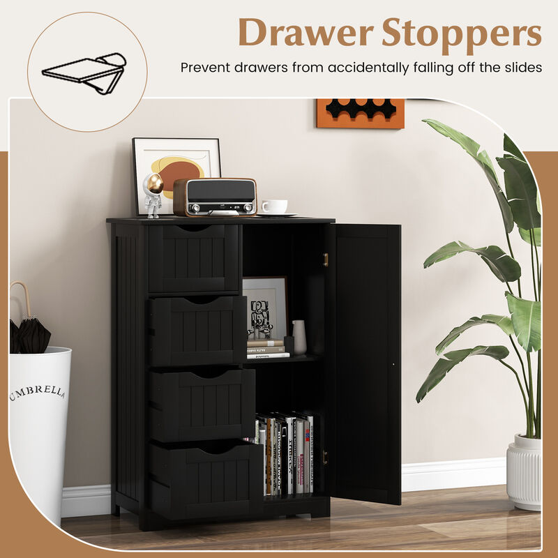 Standing Indoor Wooden Cabinet with 4 Drawers