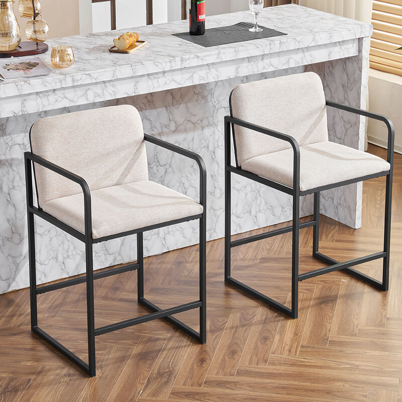 Merax Modern Upholstered Counter Height Bar Stool Set of 2