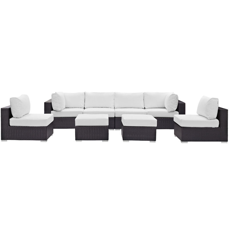 Convene 8 Piece Outdoor Patio Sectional Set - Espresso White
