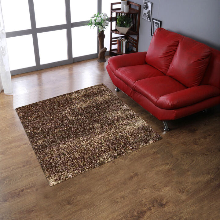 RUGSOTIC CARPETS HAND TUFTED SHAG POLYESTER ECO-FRIENDLY AREA RUGS  - 6'x6', Square, Beige Brown, Solid Plain Design, High Pile Thick Handmade Anti Skid Area Rugs for Living Room, Bed Room K00105