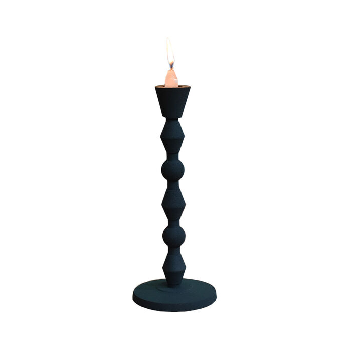 Modern Handmade Aluminum Eco-friendly Geometric Forest Green Set Of One Pillar Candle Holder BBH Homes