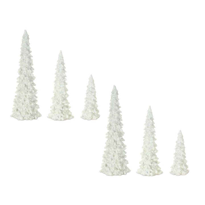 Resin Tree Ornaments Set of 6 for Christmas and Festive Displays