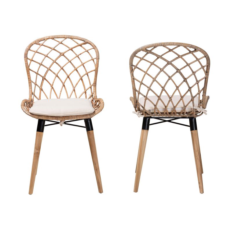 Bali & Pari Sabelle Modern Greywashed 2-Piece Dining Chair Set