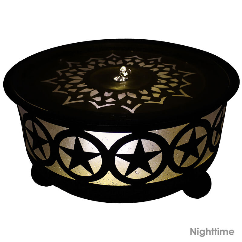 Sunnydaze All Star Galvanized Iron Outdoor Bowl Fountain with LED Lights