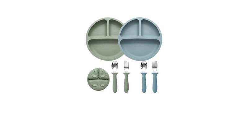 2-Pack Silicone Baby Feeding Set – Suction Plates & Utensils, BPA-Free