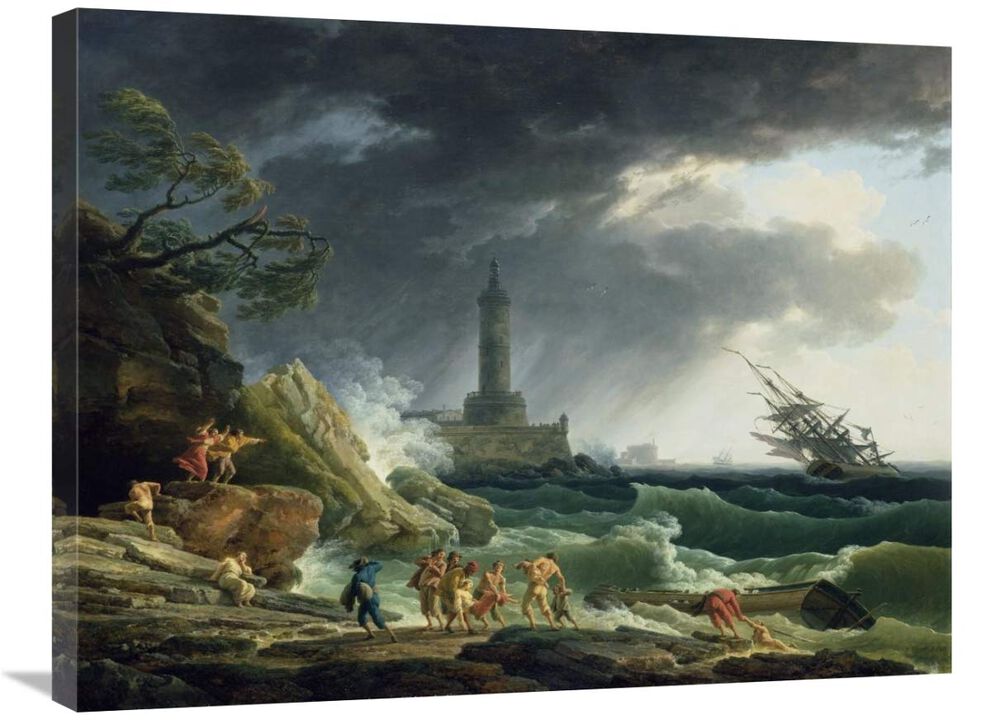 A Storm on a Mediterranean Coast-Canvas Art-32x24