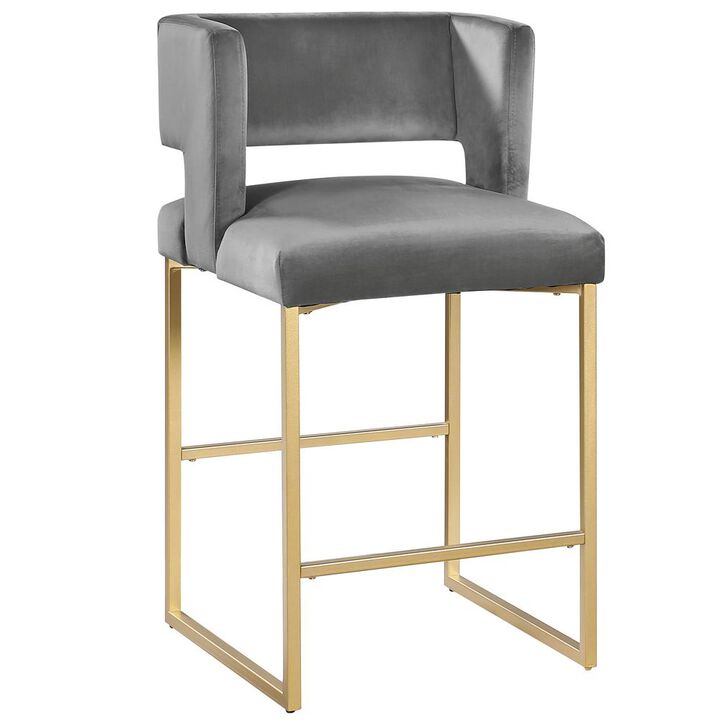 Lynx Velvet Bar Stools in Gold (Set of 2)