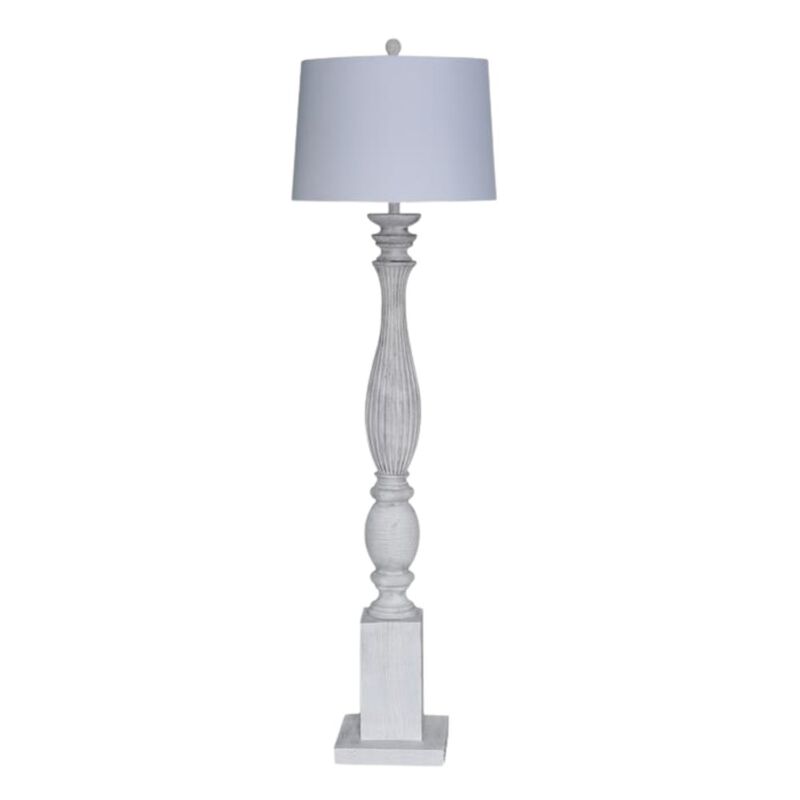 Lux Lighting Elmwood 63 White Distressed Polyresin Floor Lamp (1pk)
