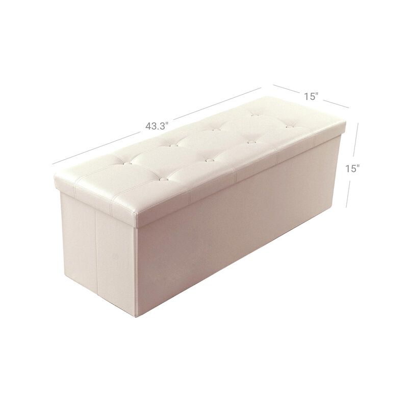 43" L Faux Leather Folding Storage Ottoman Bench, Storage Chest Footrest Padded Seat