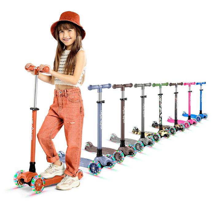 Kids Scooter – Children and Toddler 3 Wheel Kick Scooter – LED Wheel Lights Illuminate When Rolling– Adjustable Handlebar – Indoor and Outdoor