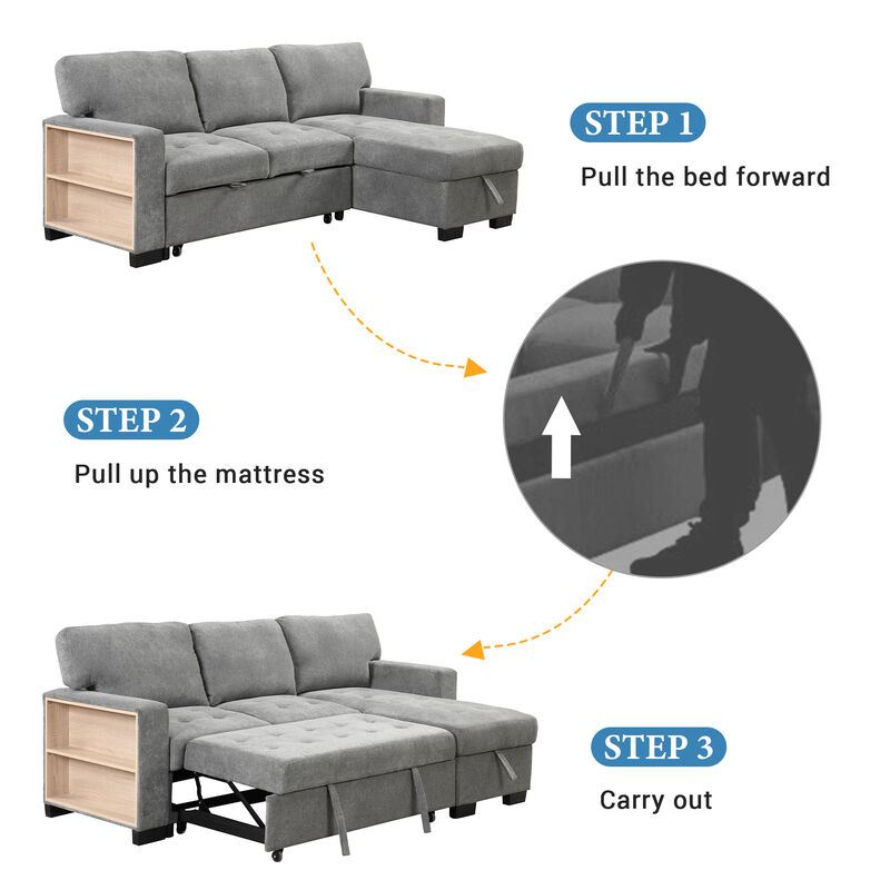 Merax Modern Chaise Lounge Sectional Sofa with Storage