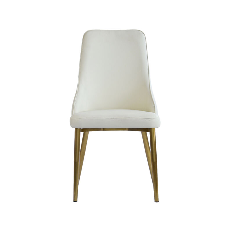 Spongefilled dining chair, wood/metal legs(Set of 2)