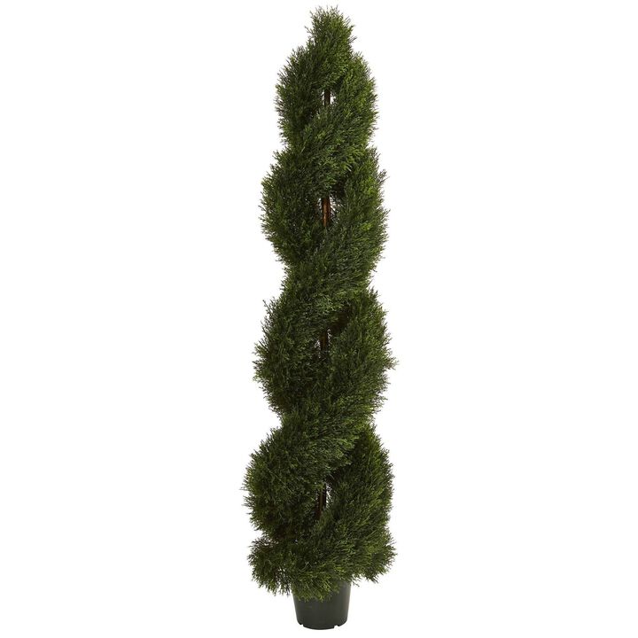 Nearly Natural 6-ft Double Pond Cypress Spiral Top UV Res (Indoor/Outdoor)