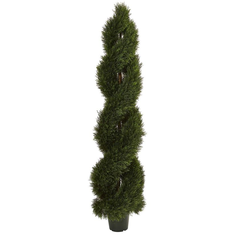 Nearly Natural 6-ft Double Pond Cypress Spiral Top UV Res (Indoor/Outdoor)