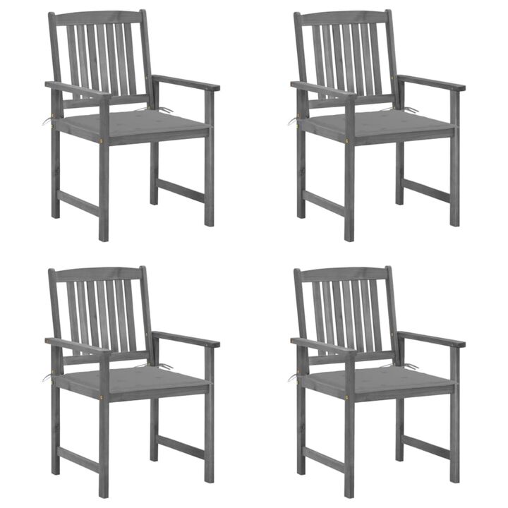 vidaXL Director's Chairs with Cushions 4 pcs Gray Solid Acacia Wood