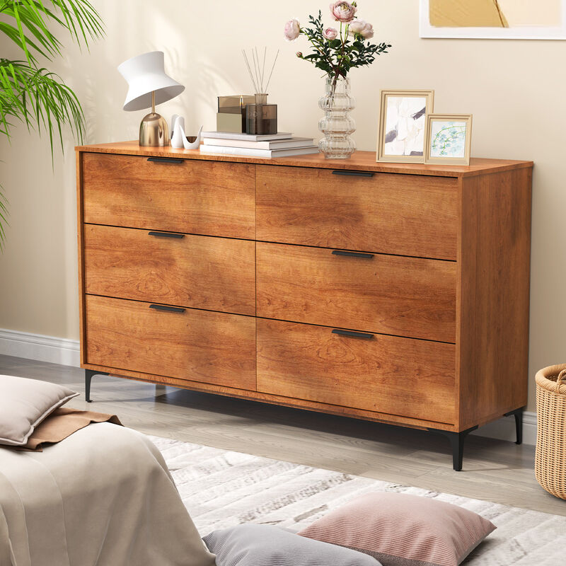 6-Drawer Dresser with Interlock System for Bedroom or Living Room Storage and Organization