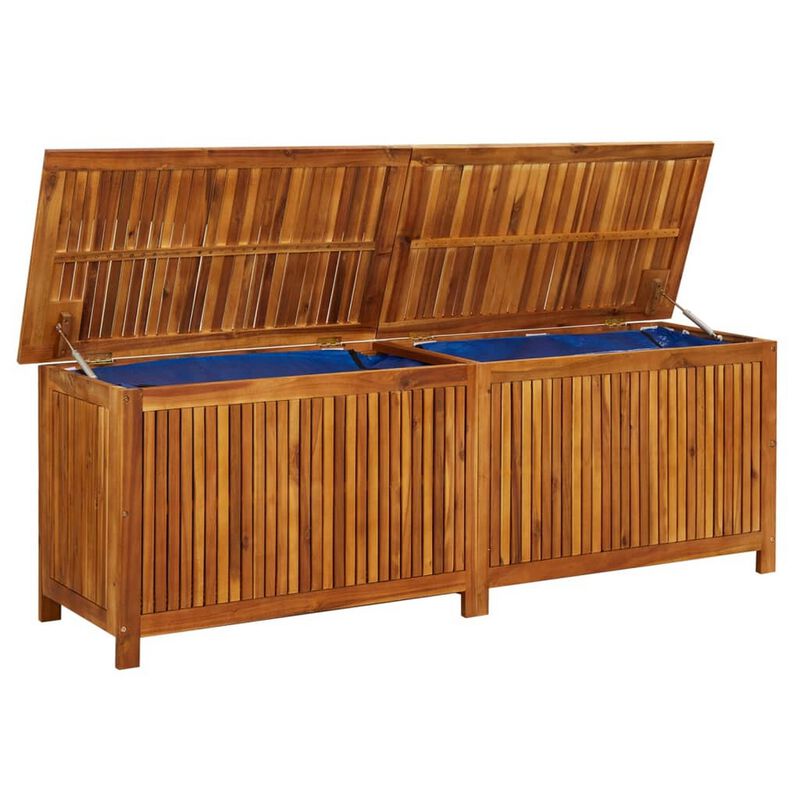 Outdoor Storage Box, Waterproof PE Bag, 69 Inch Brown Acacia Wood - Benzara