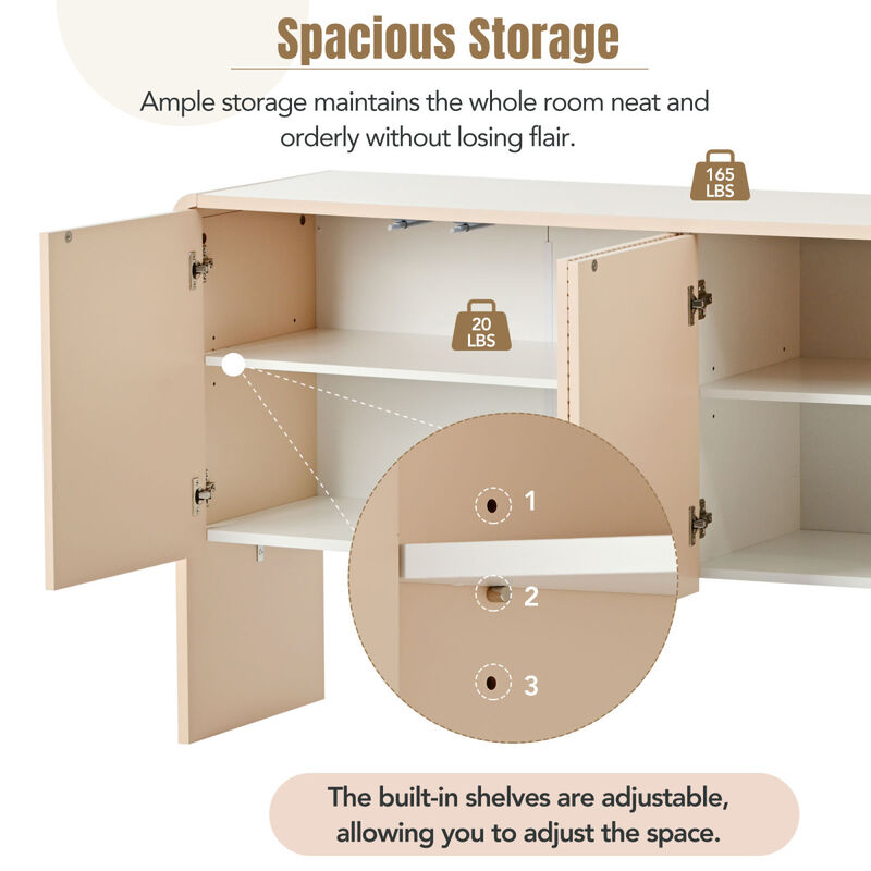 60"L Sideboard with 4 Doors and Rebound Device