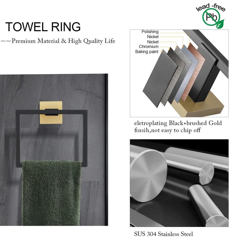 5 Pieces Bathroom Hardware Accessories Set Towel Bar Set Wall Mounted, Stainless Steel