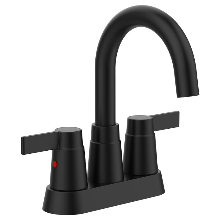 2-Handle Bathroom Sink Faucet with 360° High Arc Swivel Spout & Centerset Design for Modern Vanity
