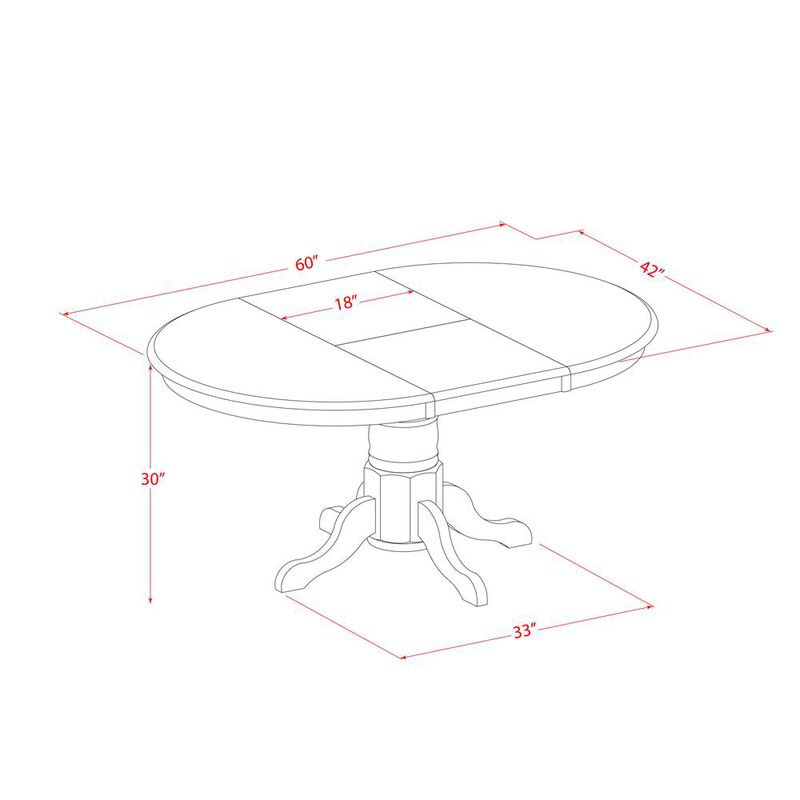 Kenley  Single  Pedestal  Oval  Dining  Table  42"x60"  with  18"  Butterfly  Leaf