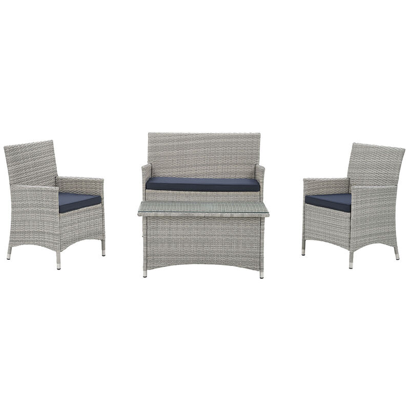 Bridge 4 Piece Outdoor Patio Patio Conversation Set - Light Gray Navy