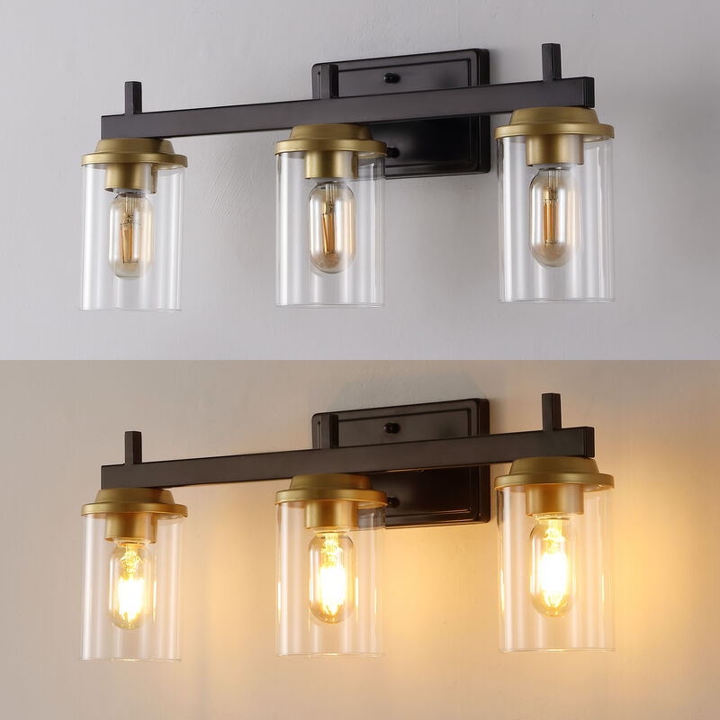 Liam 23.25" 3-Light Farmhouse Industrial Vanity Light with Bathroom Hardware Accessory 5-Piece Set