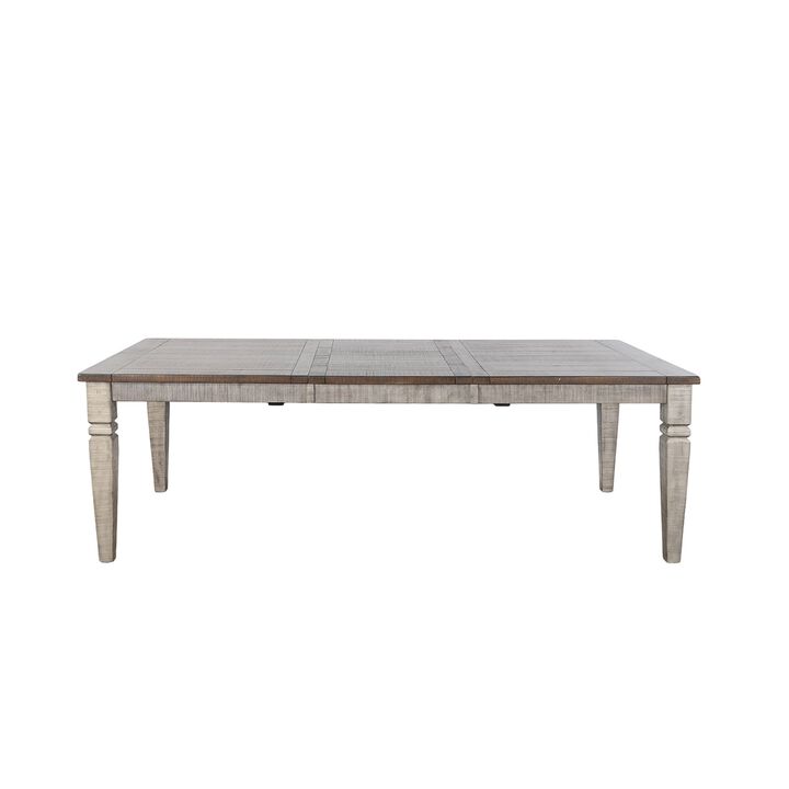 Camie Dining Table Extendable 66-90 Inch Dark Brown Gray Mahogany Wood - Benzara