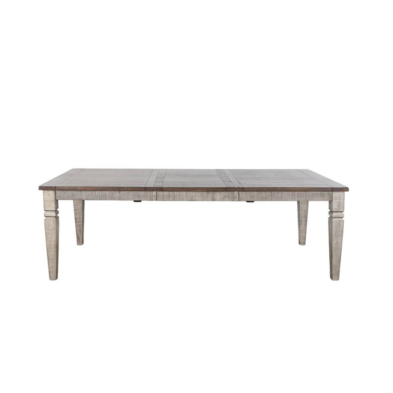 Camie Dining Table Extendable 66-90 Inch Dark Brown Gray Mahogany Wood - Benzara