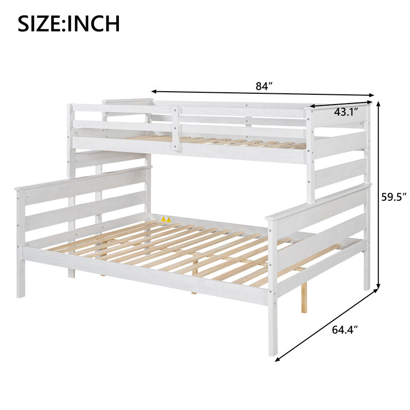 Wood Twin XL over Queen Bunk Bed with Ladder