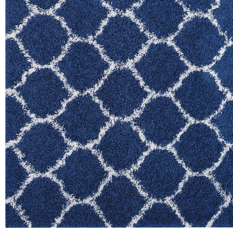 Solvea Moroccan Trellis 5x8 Shag Area Rug - Navy and Ivory