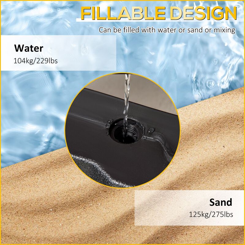 Black Umbrella Weight: 4-PC Hexagon Stand with 229 lb Capacity