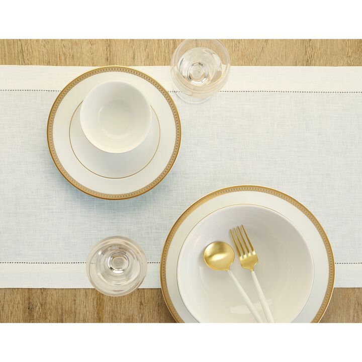 Solino Home 100% Pure Linen Table Runner | Classic Hemstitch for Thanksgiving, Christmas