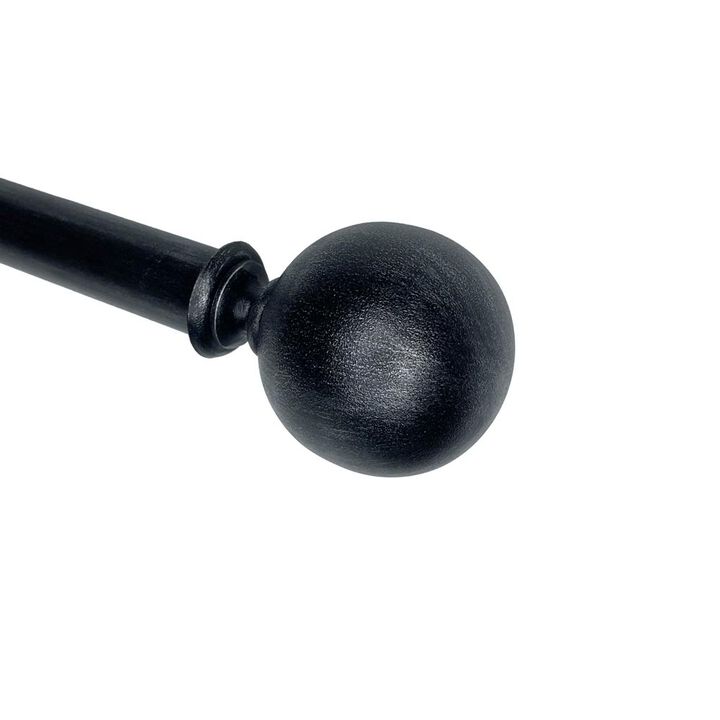 Versailles Heirloom Textured Ball Steel Heavy Duty Curtain Rods for Windows Set 32" - 86" Black/Silver