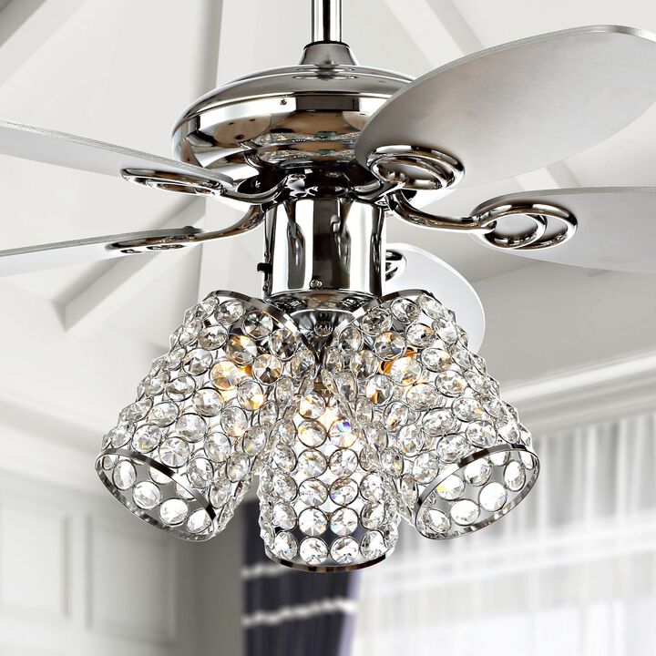 Kris 3-Light Crystal LED Ceiling Fan With Remote