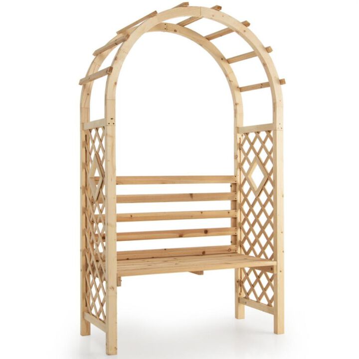 Hivvago Wooden Garden Bench Arch Pergola Outdoor Arbor