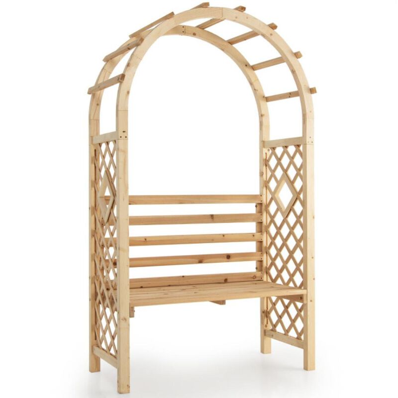 Hivvago Wooden Garden Bench Arch Pergola Outdoor Arbor