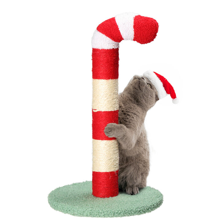 Christmas Cat Scratching Post with Festive Design, Scratching Surface, and Cozy Hideaway for Cats