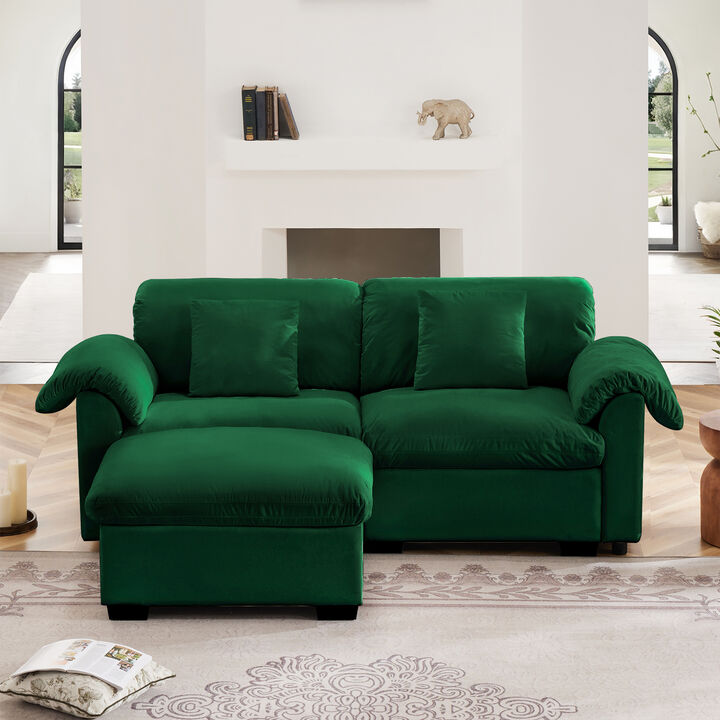Merax Loveseat Sofa with Storage Reversible Ottoman