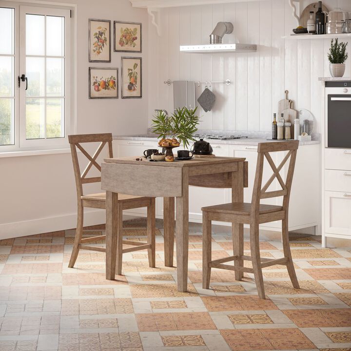 Jofran Eastern Tides Coastal Wire-Brushed Wood X-Back Counter Barstool (Set of 2)