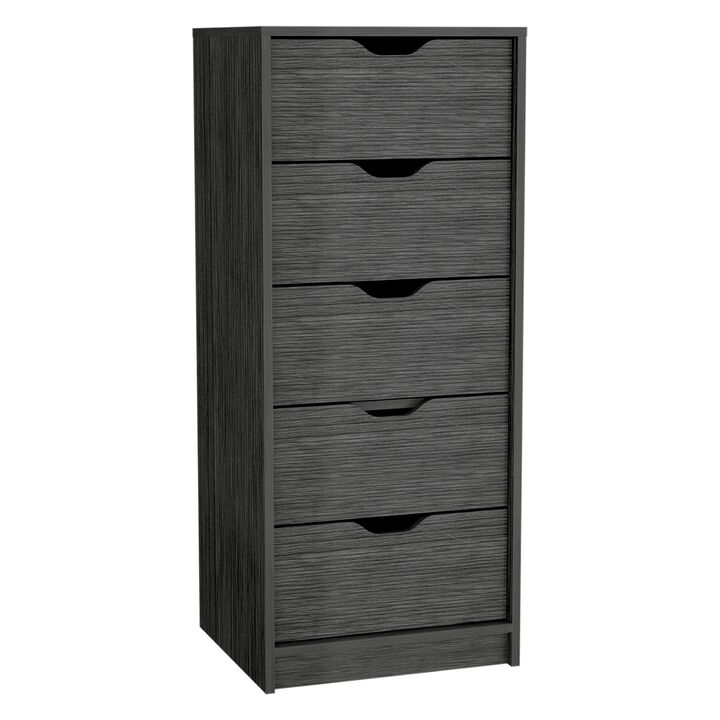 Basilea 5 Drawers Tall Dresser, Pull Out System -Smokey Oak