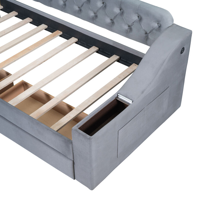 Merax Modern Daybed with Storage Armrests