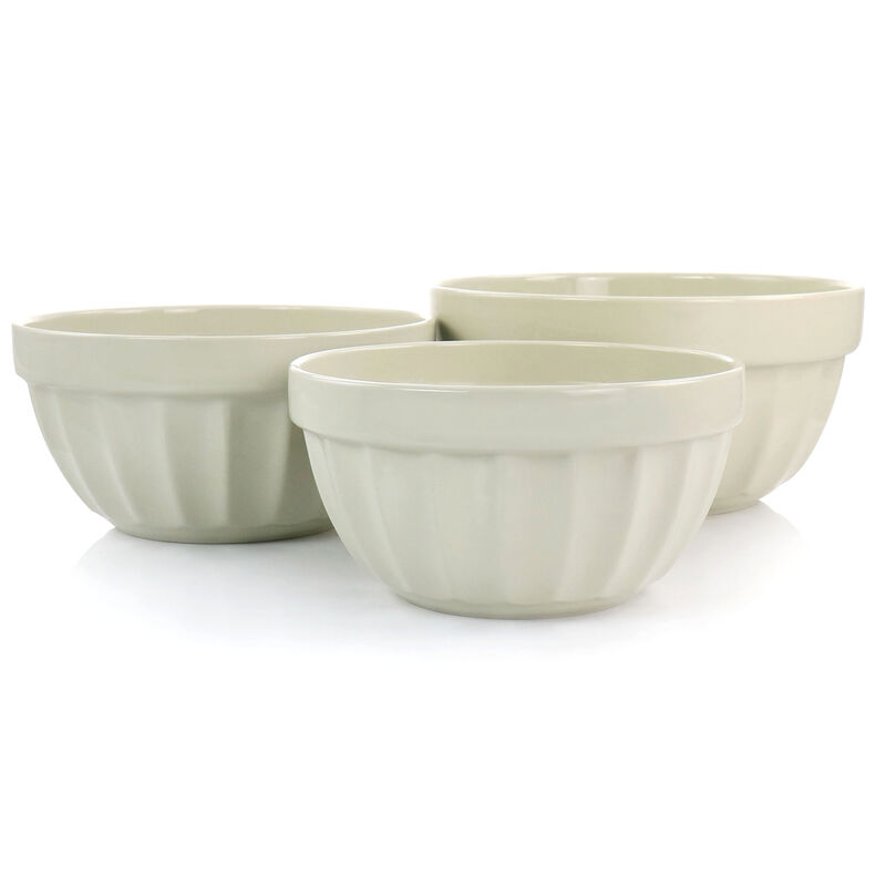 Martha Stewart 3 Piece Stoneware Bowl Set in Beige