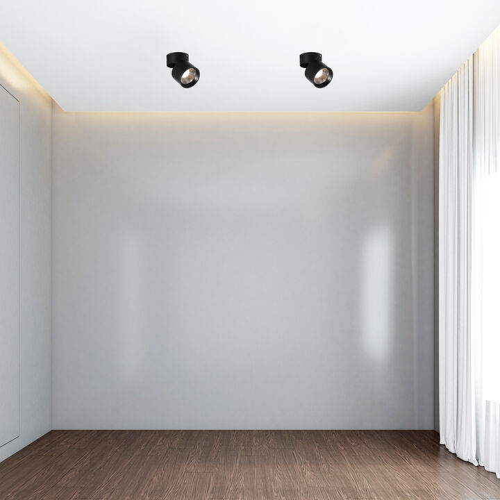 Sleek and Contemporary Aluminum Round LED Ceiling Spotlight - Adjustable Downlight with 15 Watt Cool White 4000K - Energy-Efficient Ceiling-Mounted Spot Lighting Long-Lasting Decorative and Modern - for Home, Office, and Commercial Spaces, White Set of 4